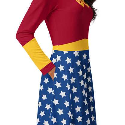 Diana Prince Costume (One) Long Sleeve Midi Dress