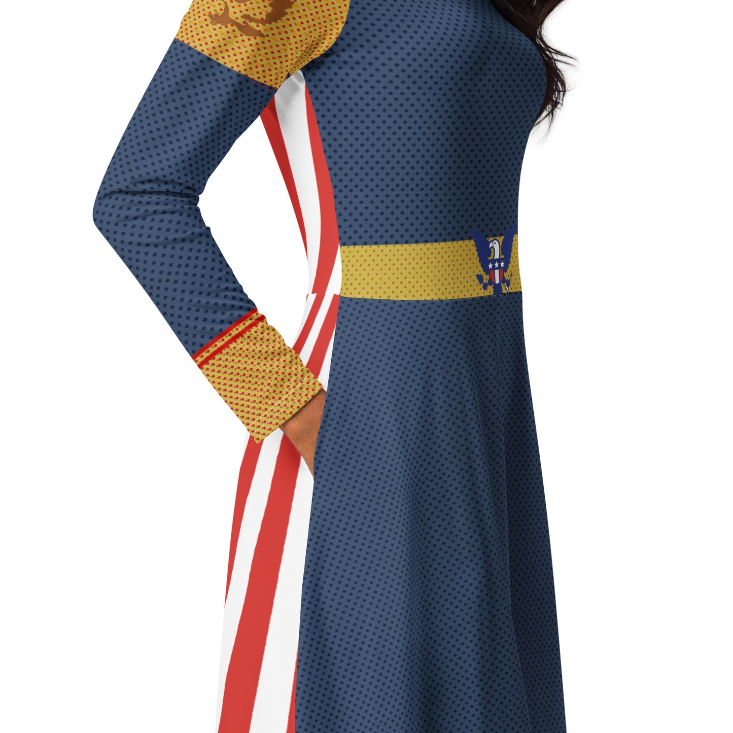 Homelander Costume Long Sleeve Midi Dress