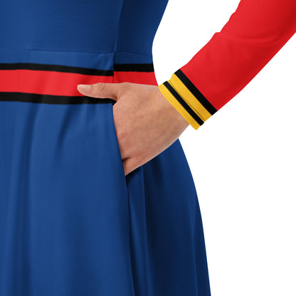 Captain Carol Danvers Costume Long Sleeve Midi Dress