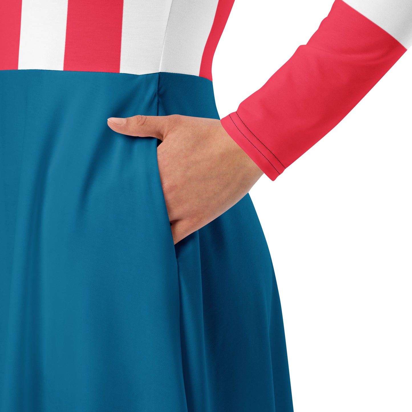 Steve Rogers Costume Long Sleeve Midi Dress