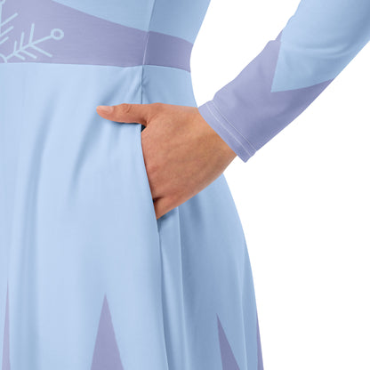 Ice Queen Costume (One) Long Sleeve Midi Dress