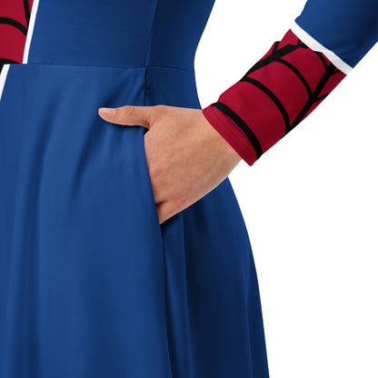 Spider-Man Costume Long Sleeve Midi Dress