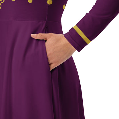 Futuristic Princess Costume (Purple) Long Sleeve Midi Dress