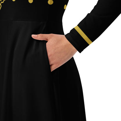 Futuristic Princess Costume (Black) Long Sleeve Midi Dress