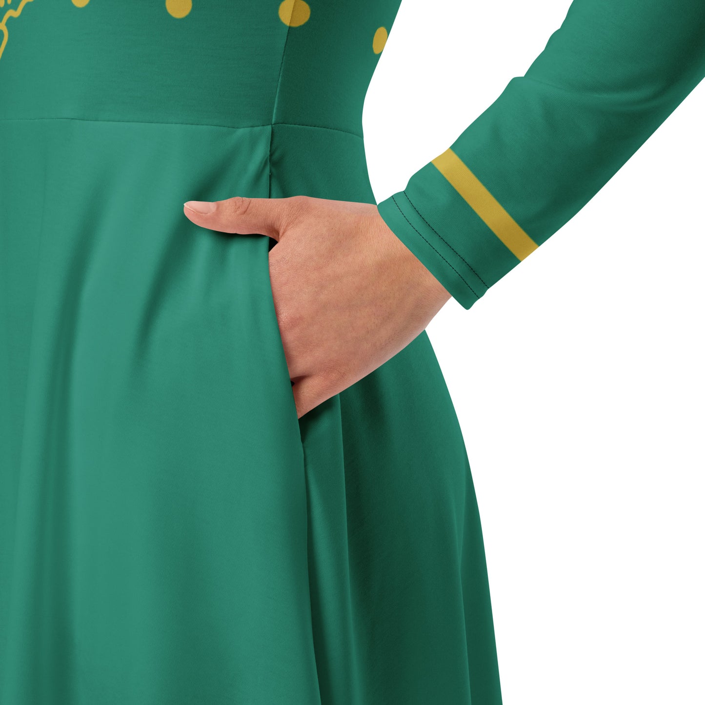 Futuristic Princess Costume (Teal/Torqouise) Long Sleeve Midi Dress