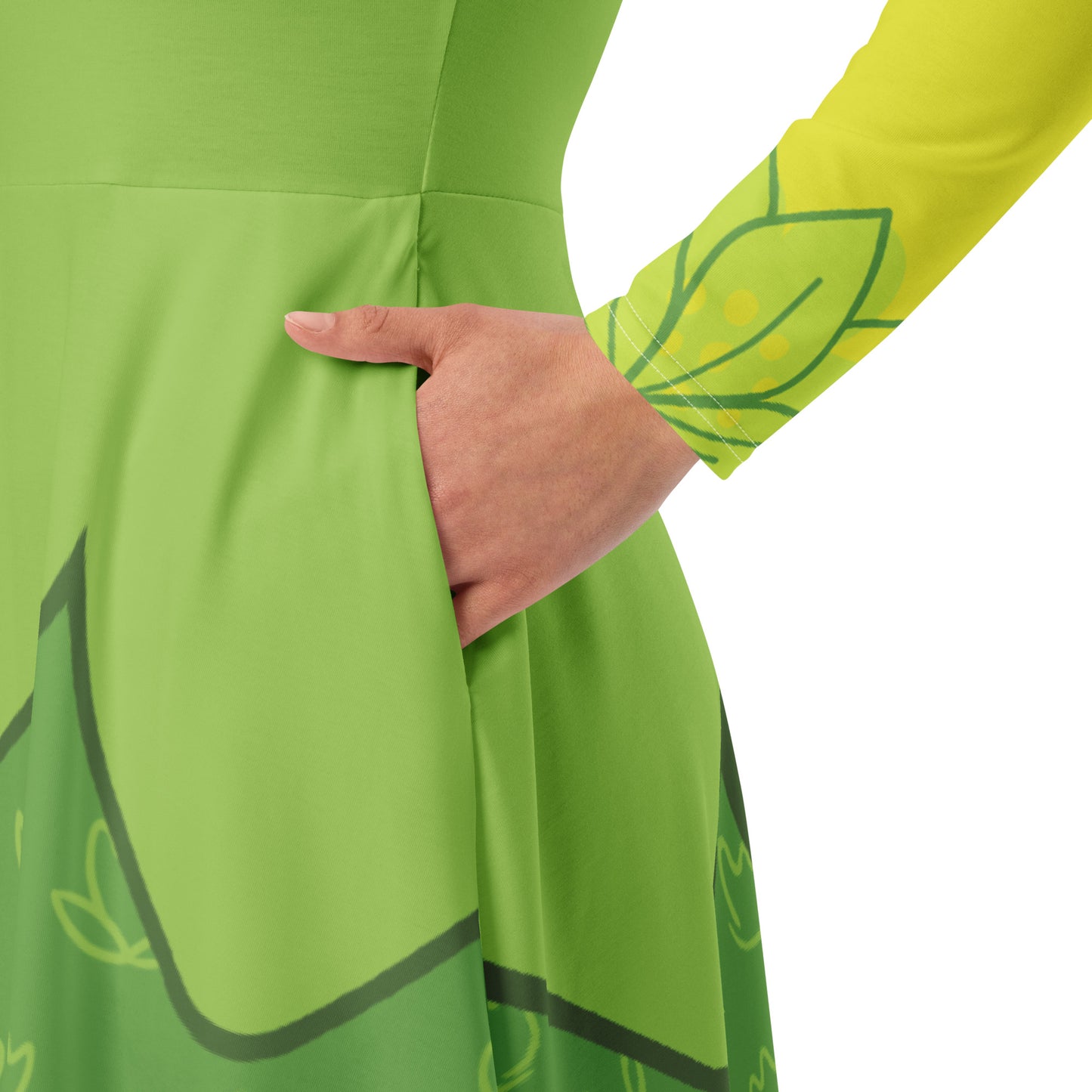 Tiana Frog Princess Costume Long Sleeve Midi Dress