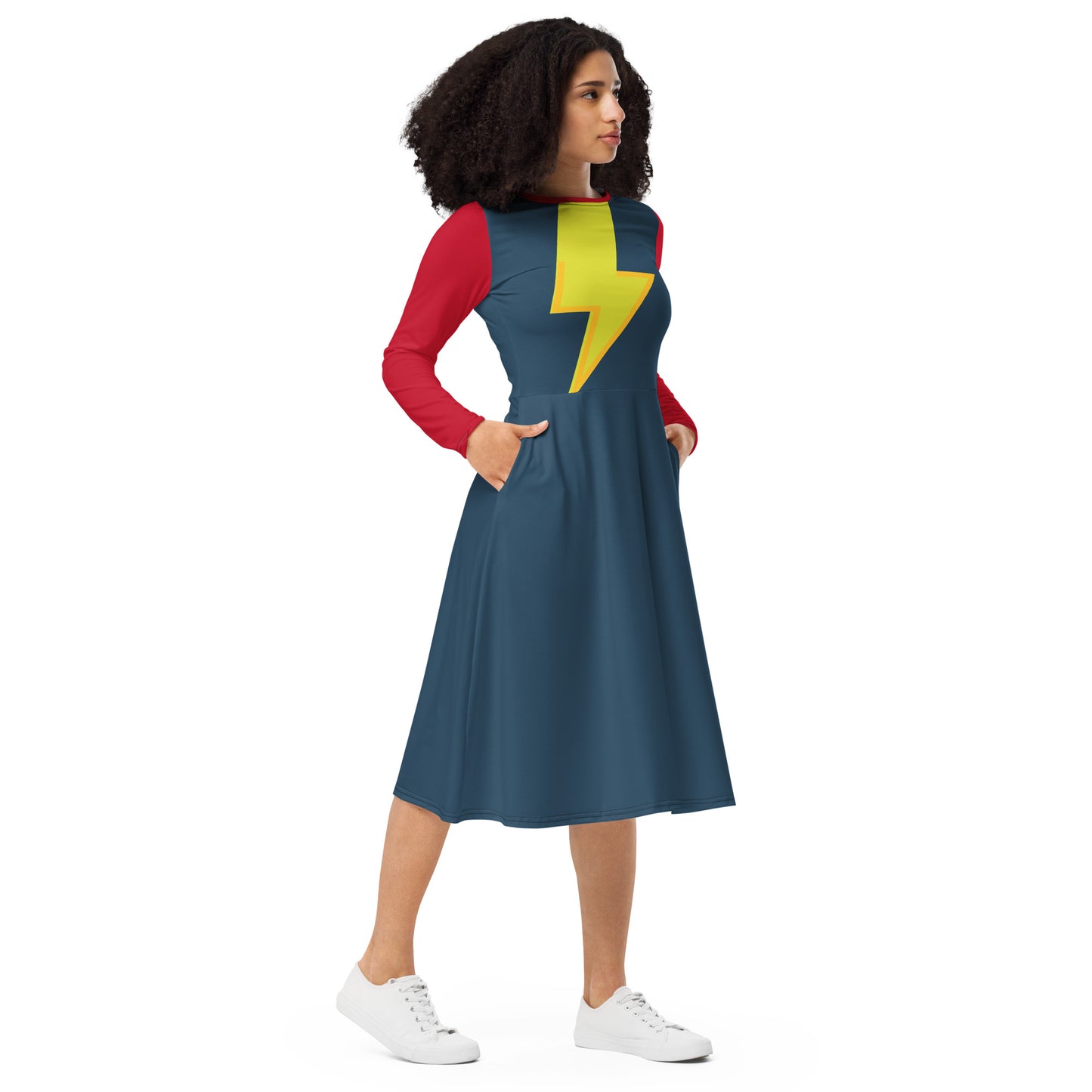 Ms. Kamala Khan Long Sleeve Midi Dress