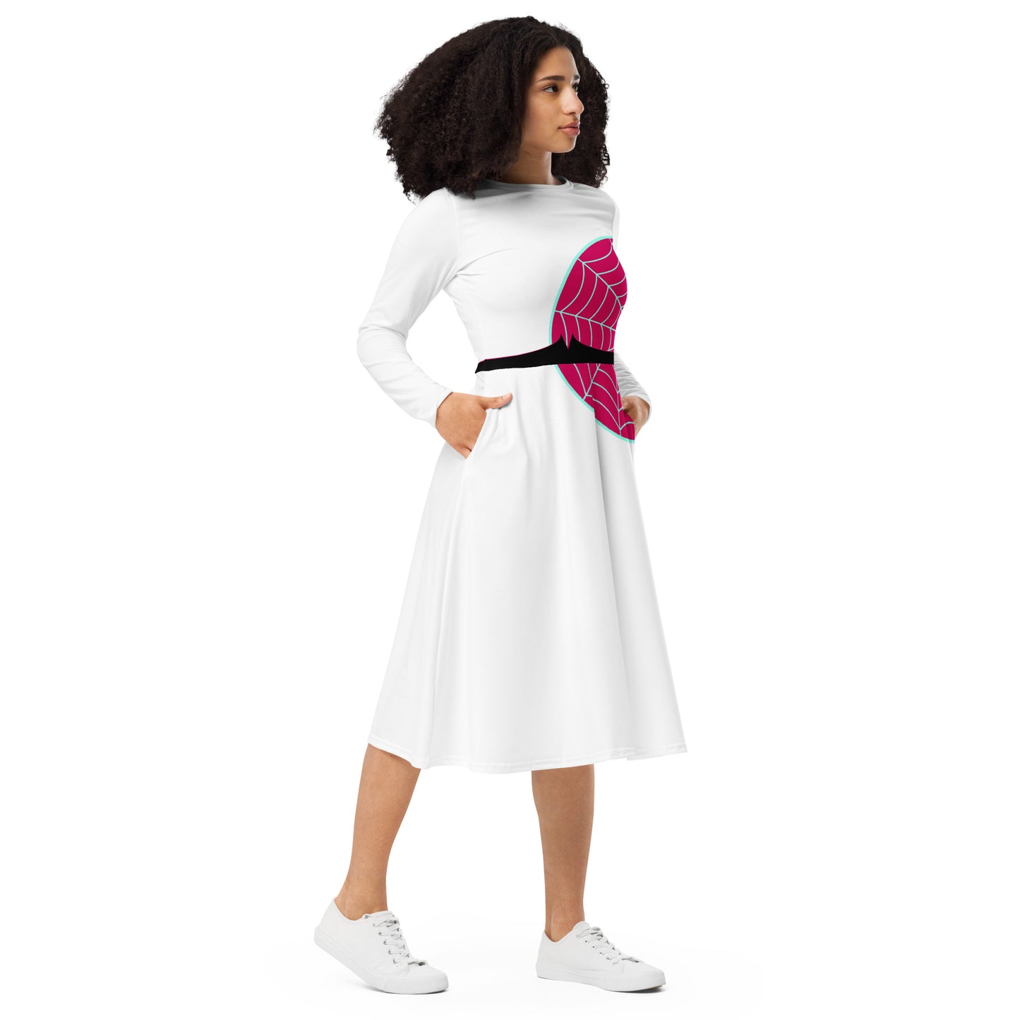 Spider-Gwen Webbing Long Sleeve Midi Dress