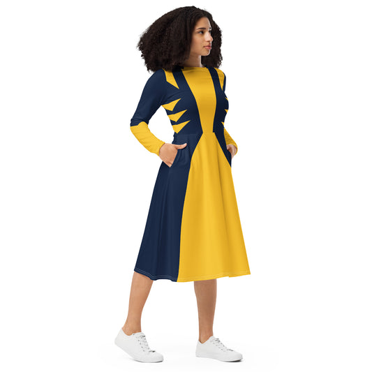 Wolverine Costume (One) Long Sleeve Midi Dress