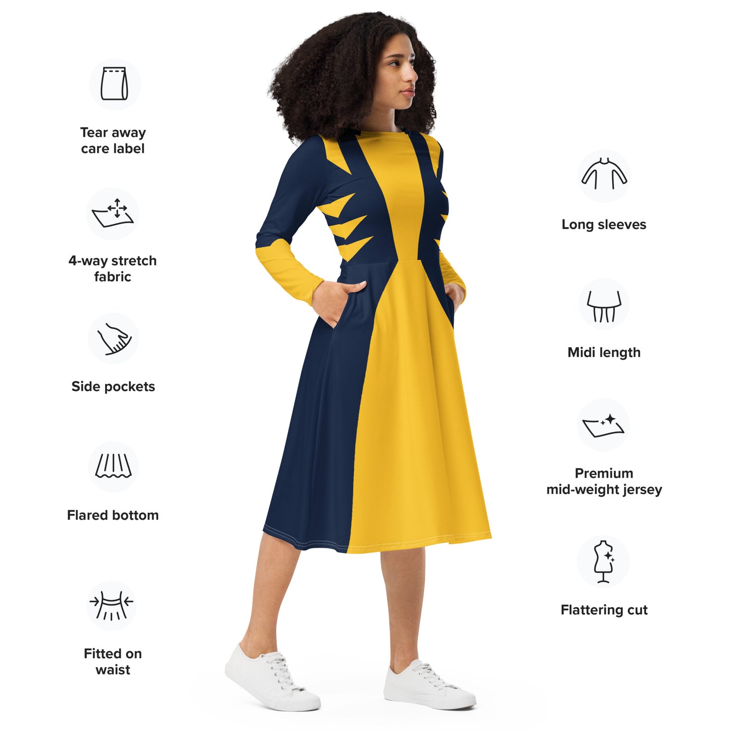 Wolverine Costume (One) Long Sleeve Midi Dress