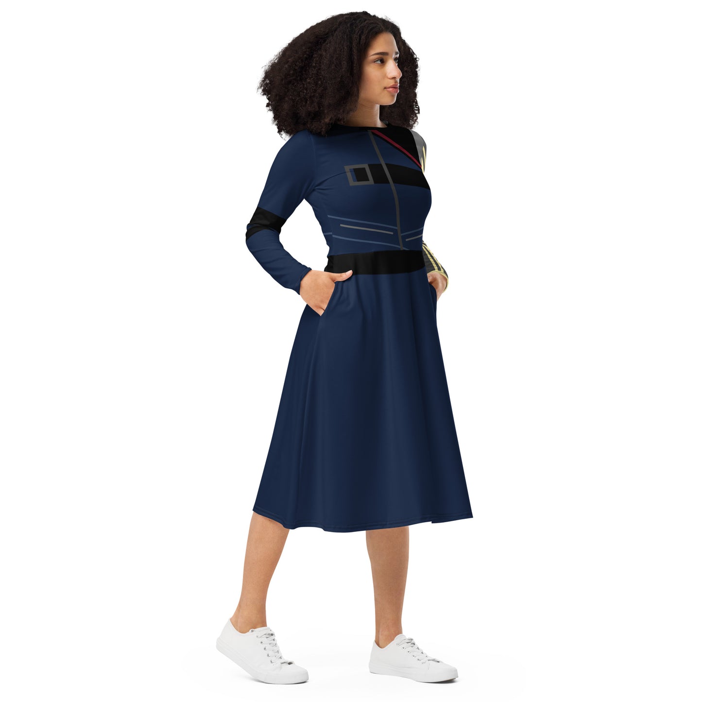 Bucky Barnes Costume Long Sleeve Midi Dress