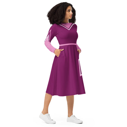 Superhero (Eggplant) Long Sleeve Midi Dress