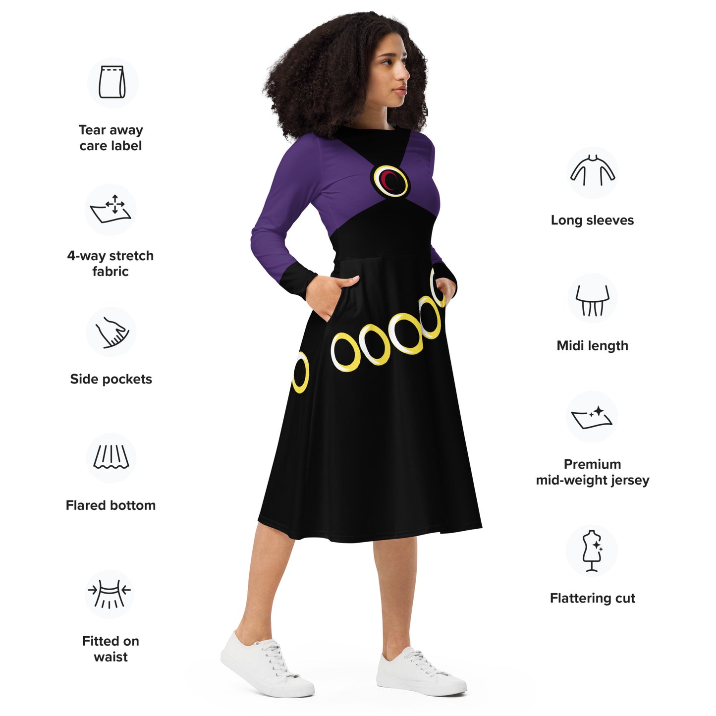 Raven Costume Long Sleeve Midi Dress