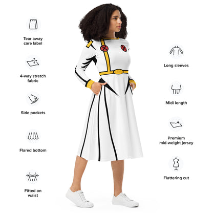 Storm Costume Long Sleeve Midi Dress