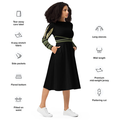 Echo Costume Long Sleeve Midi Dress