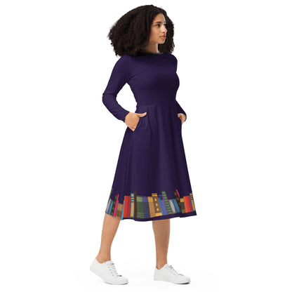 Kamar-Taj Library (Purple) Long Sleeve Midi Dress