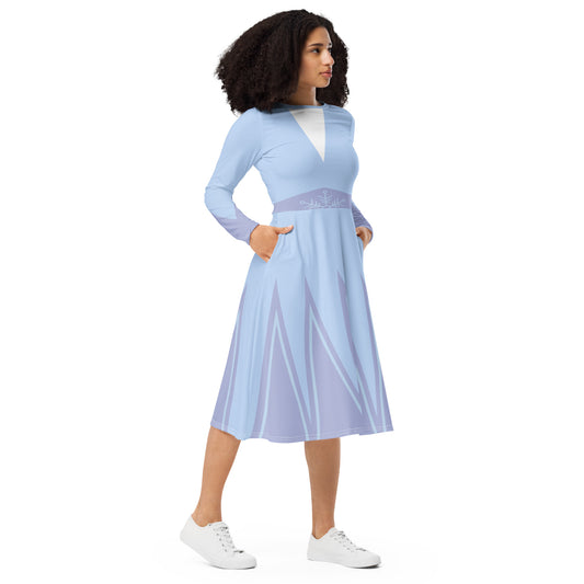 Ice Queen Costume (One) Long Sleeve Midi Dress