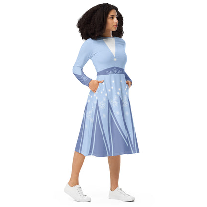 Ice Queen Costume (Two) Long Sleeve Midi Dress