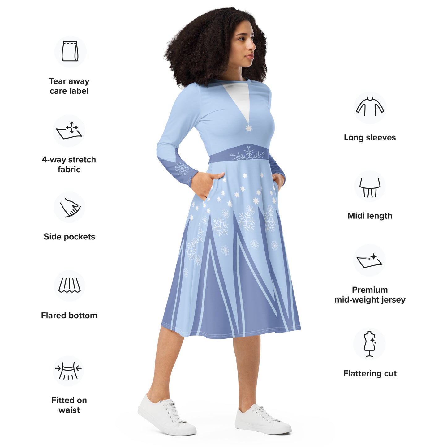 Ice Queen Costume (Two) Long Sleeve Midi Dress