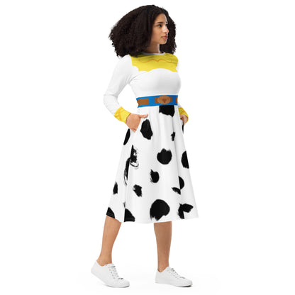 Toy Cowgirl Costume Long Sleeve Midi Dress