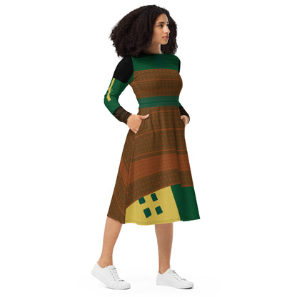 Kyoshi Warrior Long Sleeve Midi Dress