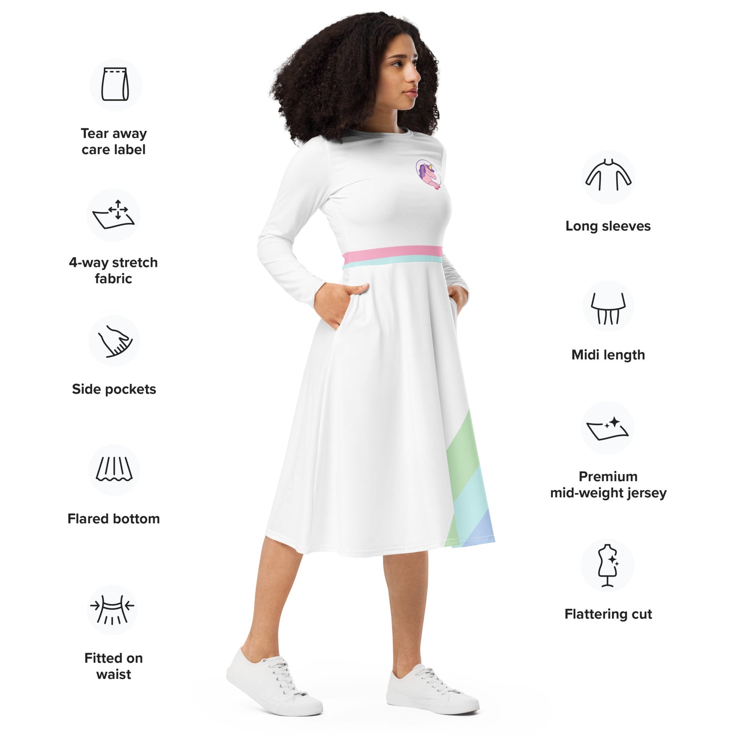 Unicorn Long Sleeve Midi Dress