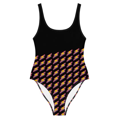 Intergalactic Lightning Bolt One-Piece Swimsuit (Black)