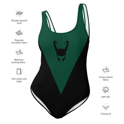 Loki Helmet (Black) One-Piece Swimsuit