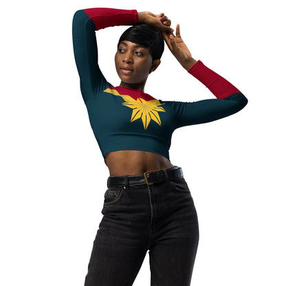 Captain Carol Danvers Costume Long-Sleeve Crop Top