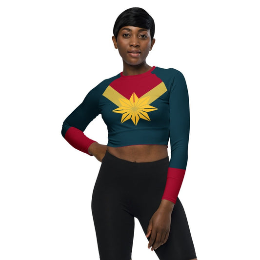 Captain Carol Danvers Costume Long-Sleeve Crop Top