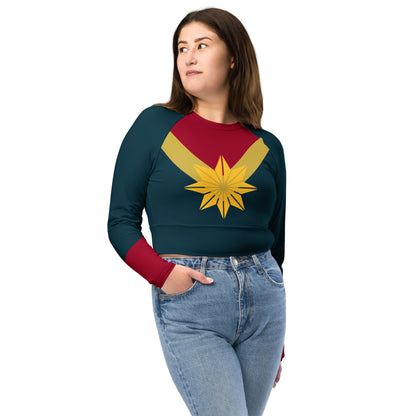 Captain Carol Danvers Costume Long-Sleeve Crop Top