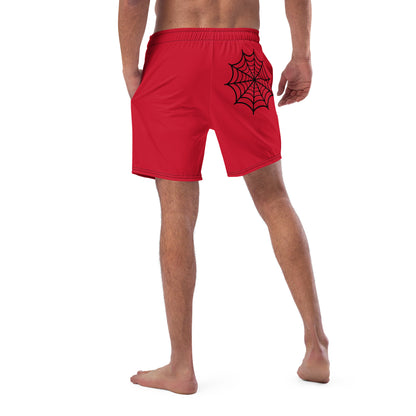 Dangling Spider + Web (Red) Swim Trunks