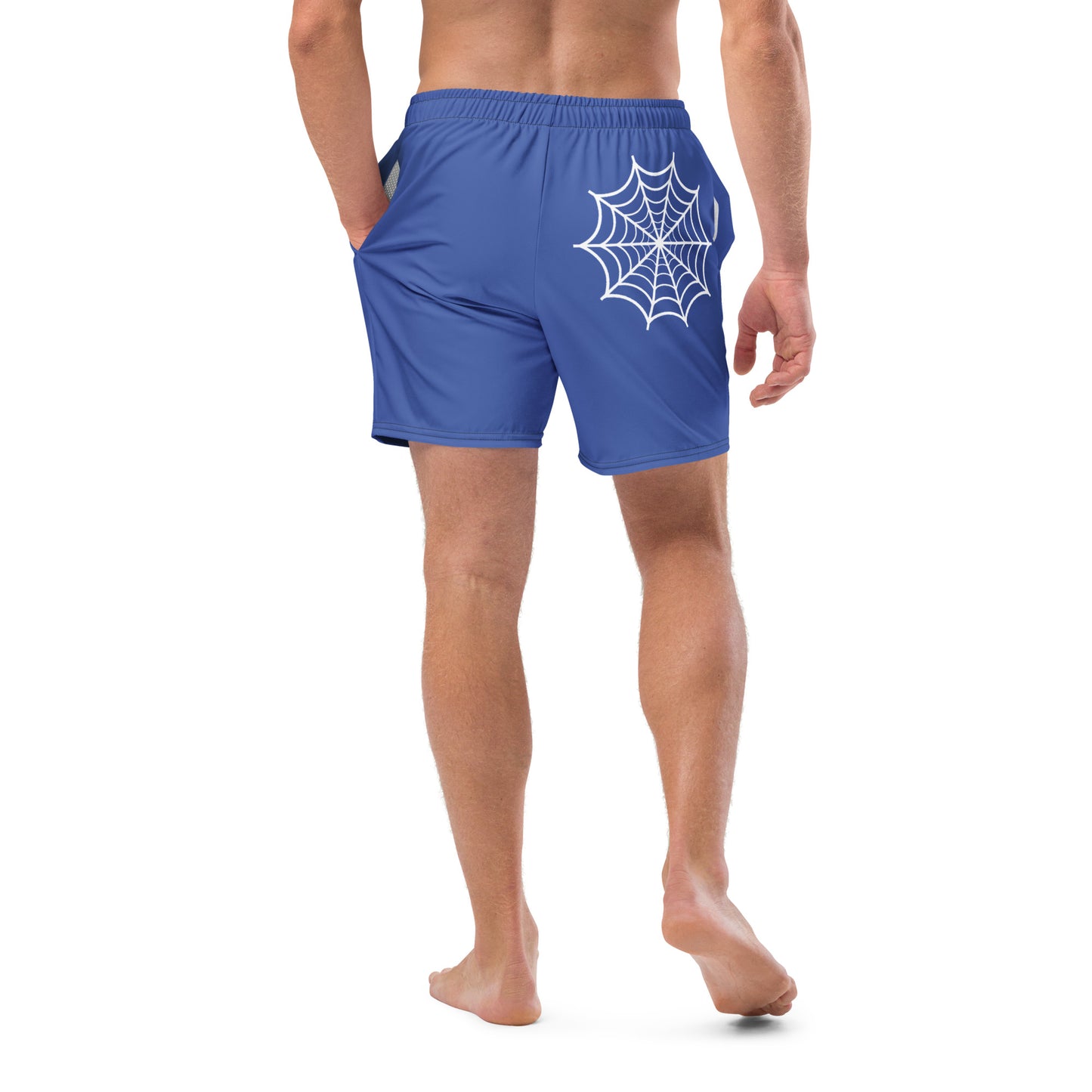 Dangling Spider + Web (Blue) Swim Trunks