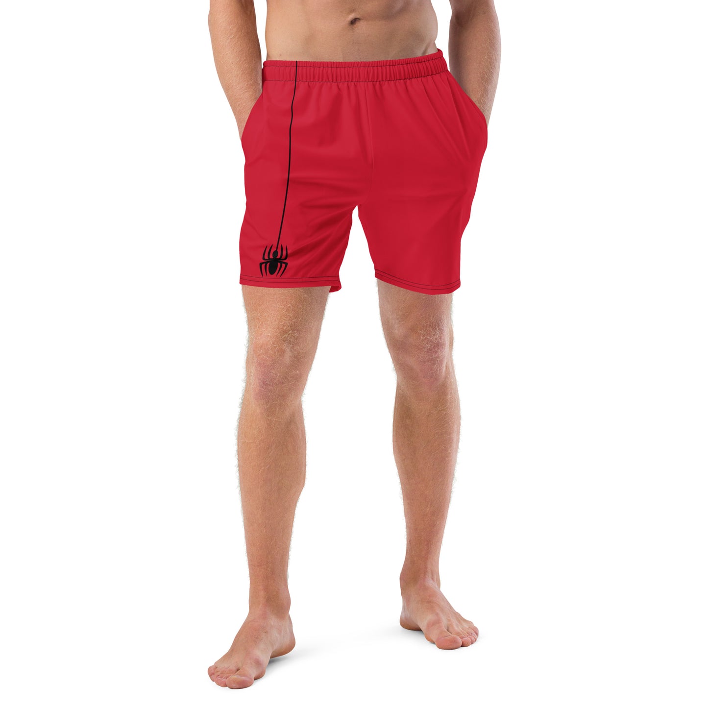 Dangling Spider + Web (Red) Swim Trunks