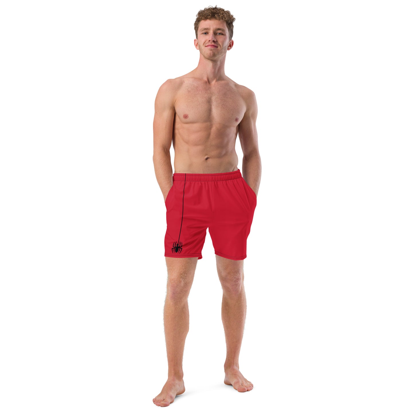 Dangling Spider + Web (Red) Swim Trunks