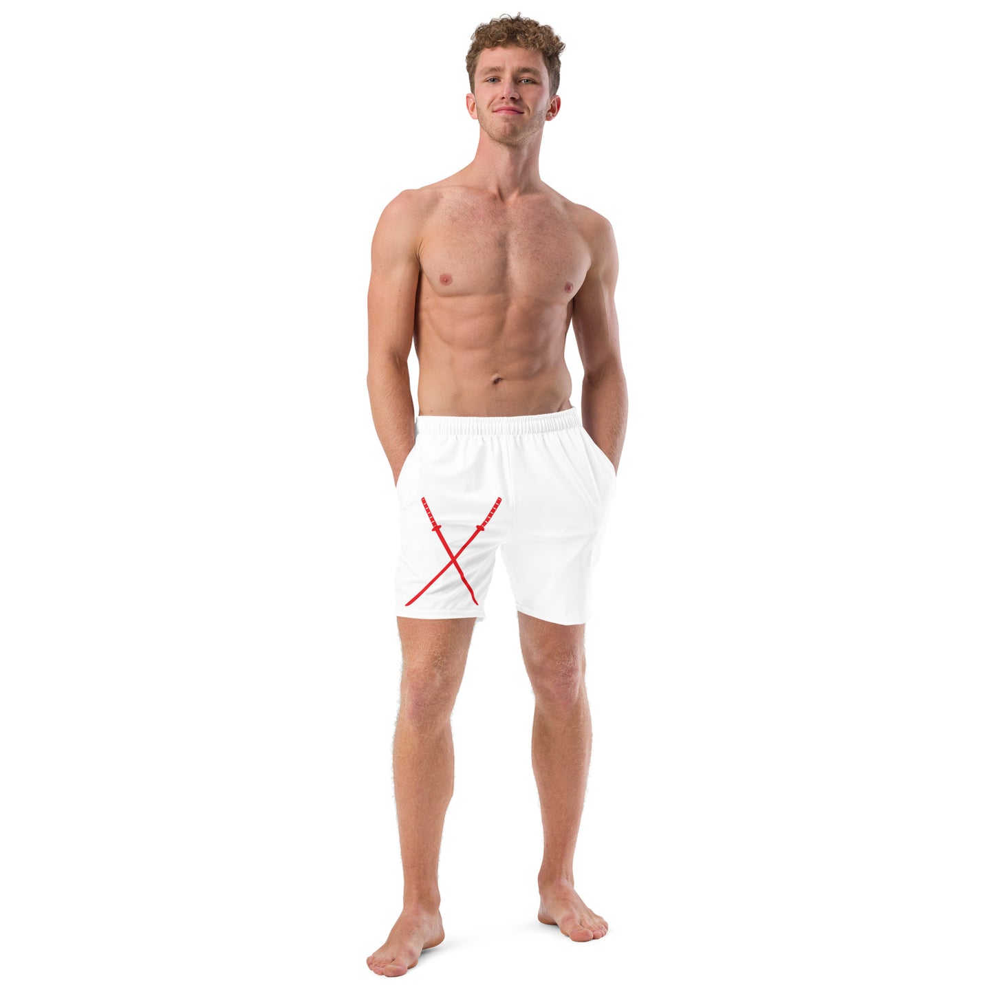 Deadpool Katanas (White) Swim Trunks