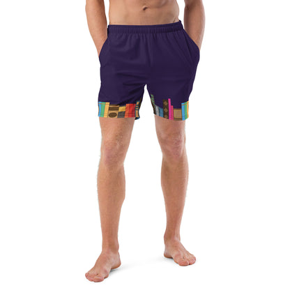 Kamar-Taj Library (Purple) Swim Trunks