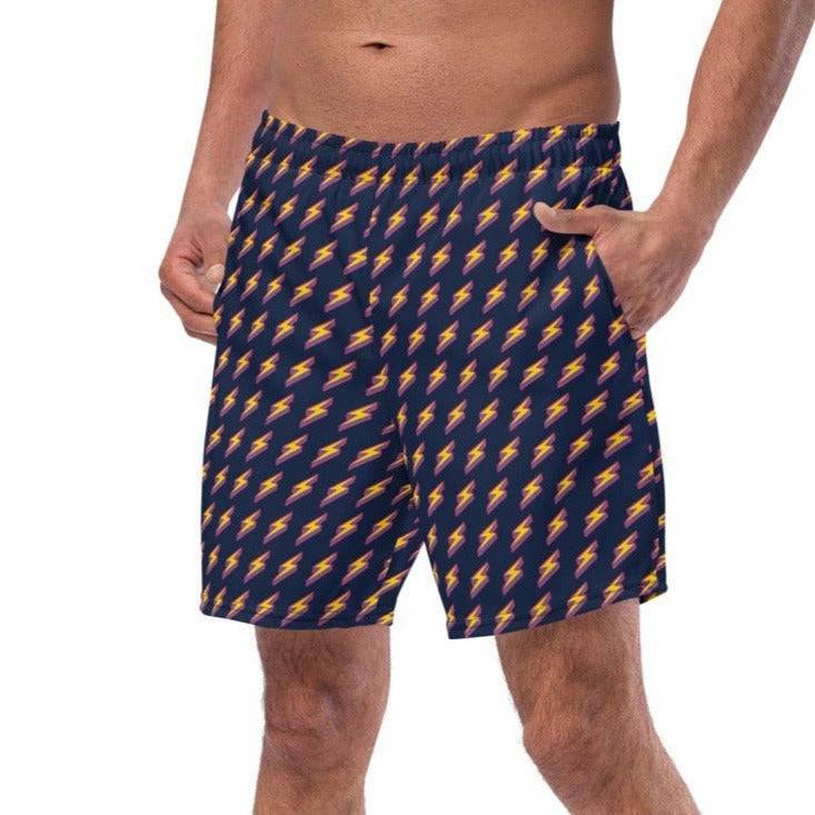 Intergalactic Lightning Bolts (Navy) Swim Trunks – SuperheroSuit.com