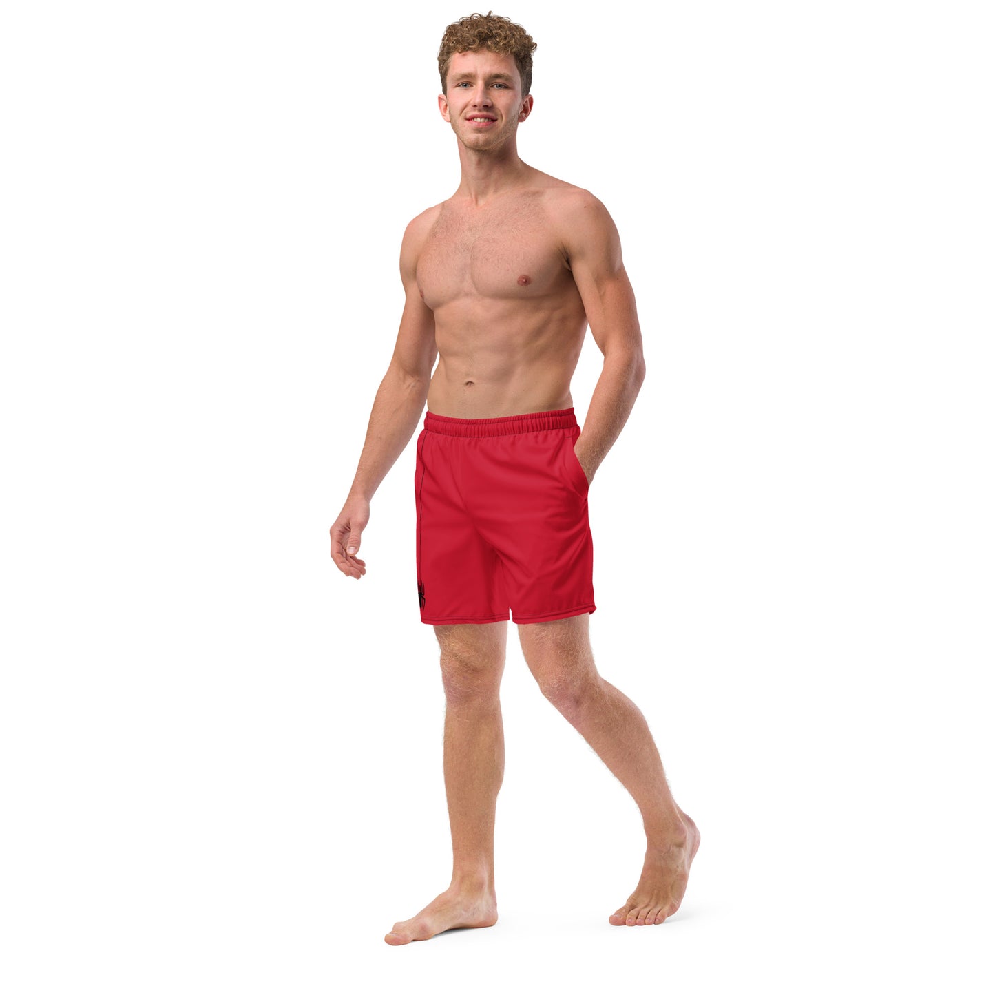 Dangling Spider + Web (Red) Swim Trunks