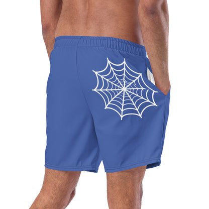 Dangling Spider + Web (Blue) Swim Trunks