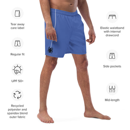 Dangling Spider + Web (Blue) Swim Trunks