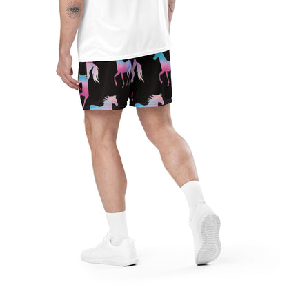 Ken & Barbie's Pink and Blue Horses Unisex Exercise Shorts