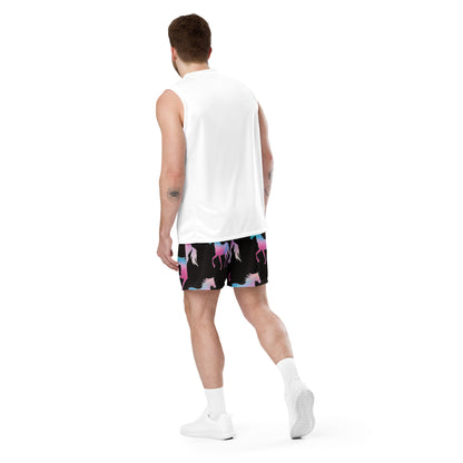 Ken & Barbie's Pink and Blue Horses Unisex Exercise Shorts