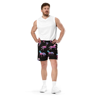 Ken & Barbie's Pink and Blue Horses Unisex Exercise Shorts