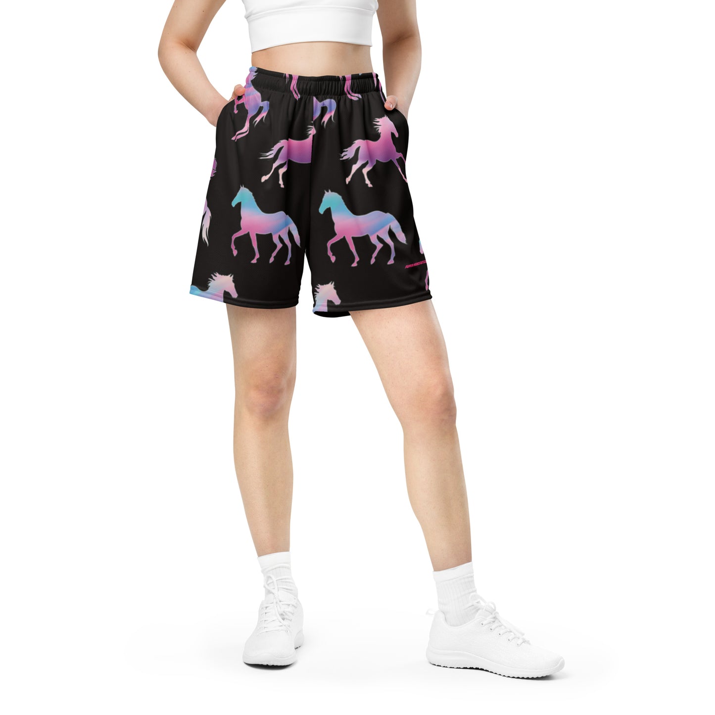 Ken & Barbie's Pink and Blue Horses Unisex Exercise Shorts