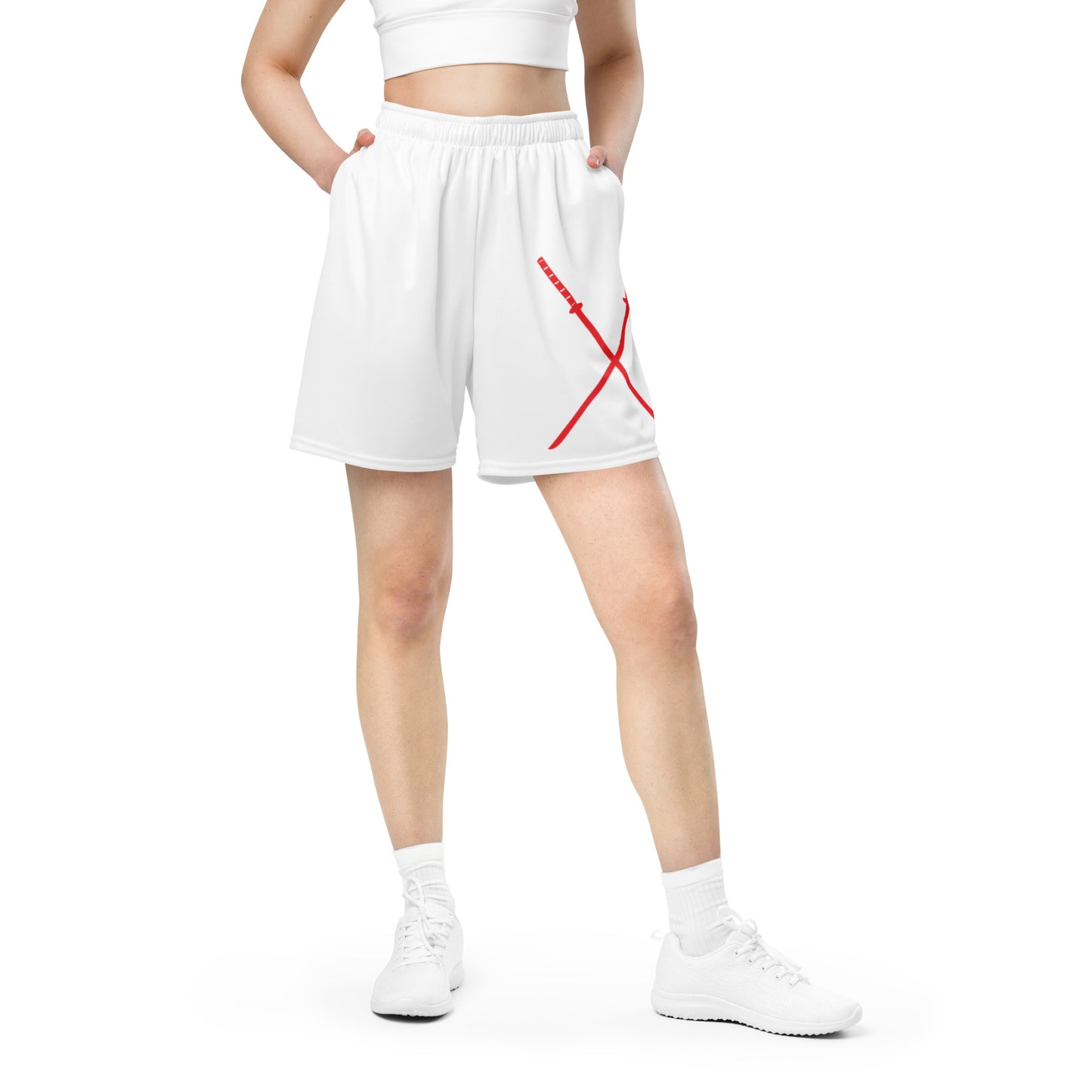 Deadpool Katanas (White) Unisex Exercise Shorts