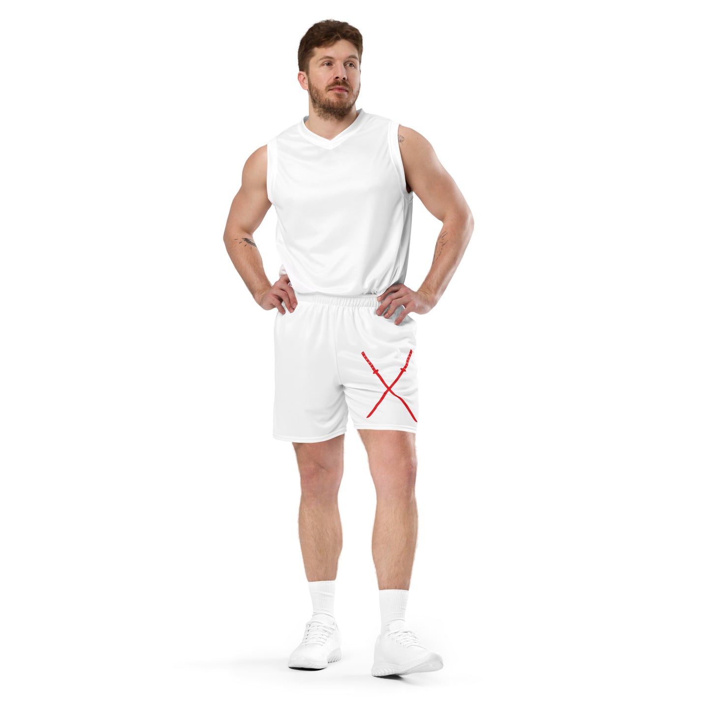 Deadpool Katanas (White) Unisex Exercise Shorts