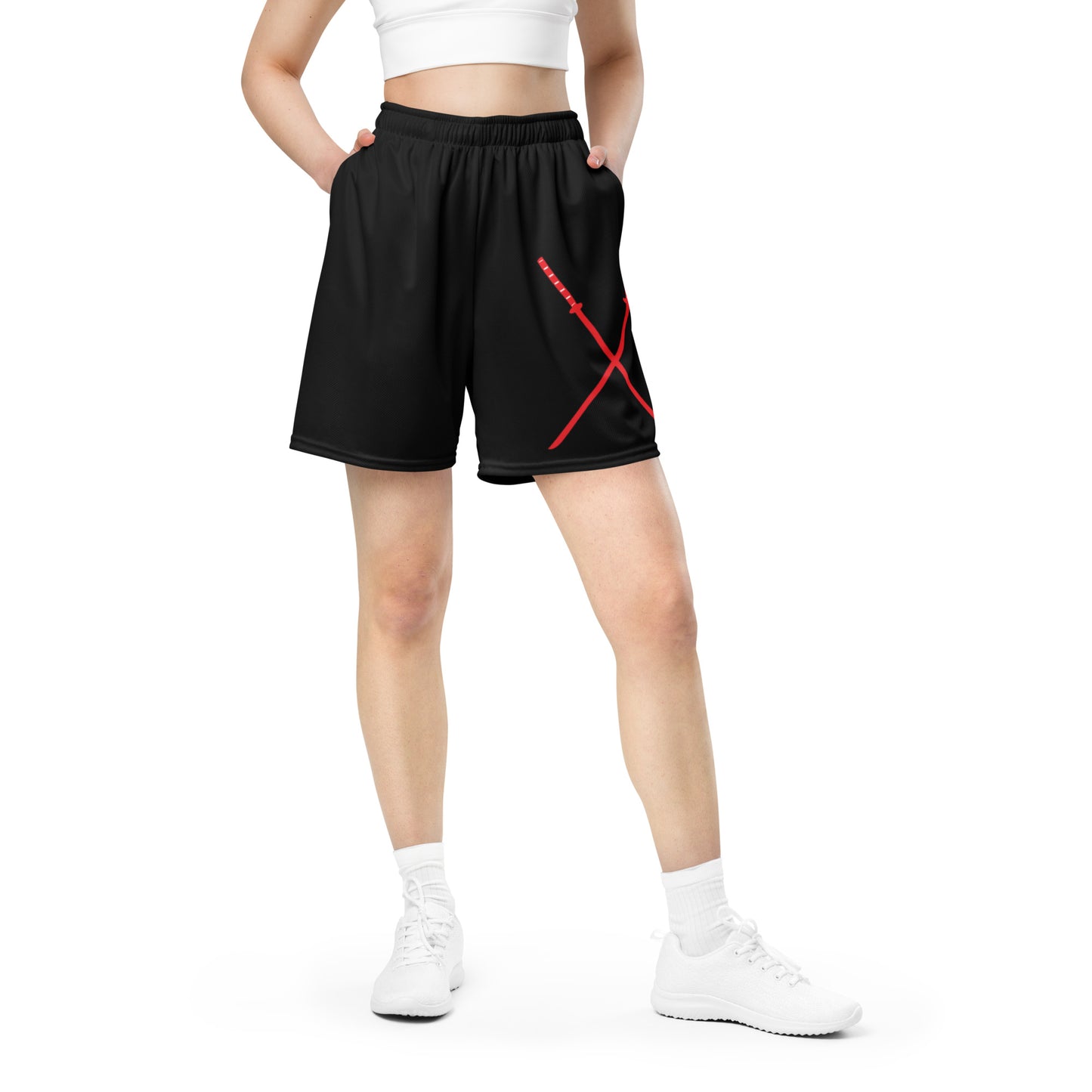 Deadpool Katanas (Black) Unisex Exercise Shorts