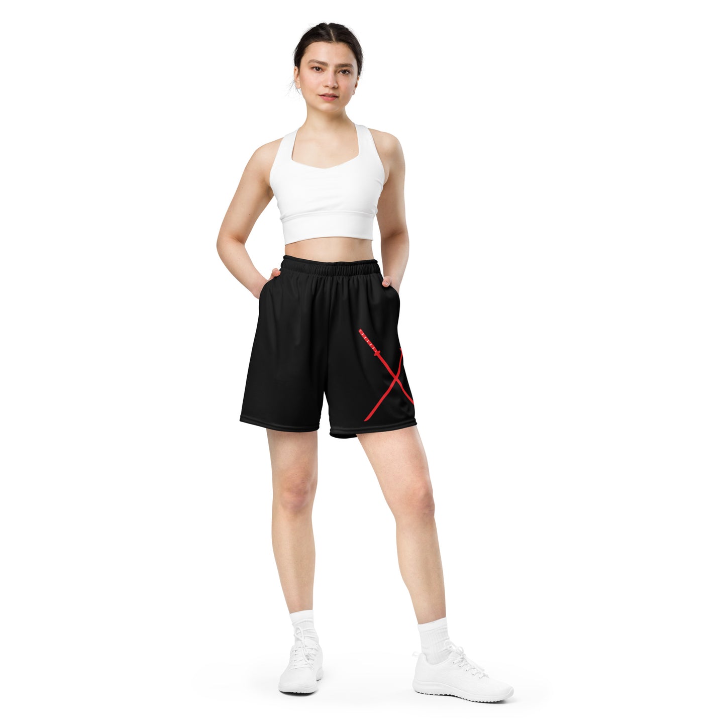 Deadpool Katanas (Black) Unisex Exercise Shorts