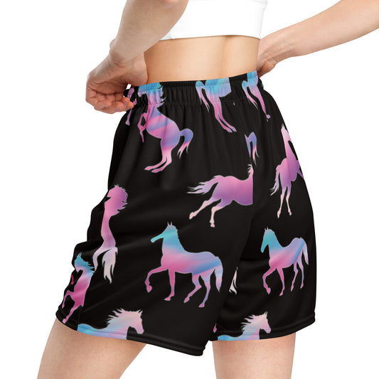 Ken & Barbie's Pink and Blue Horses Unisex Exercise Shorts